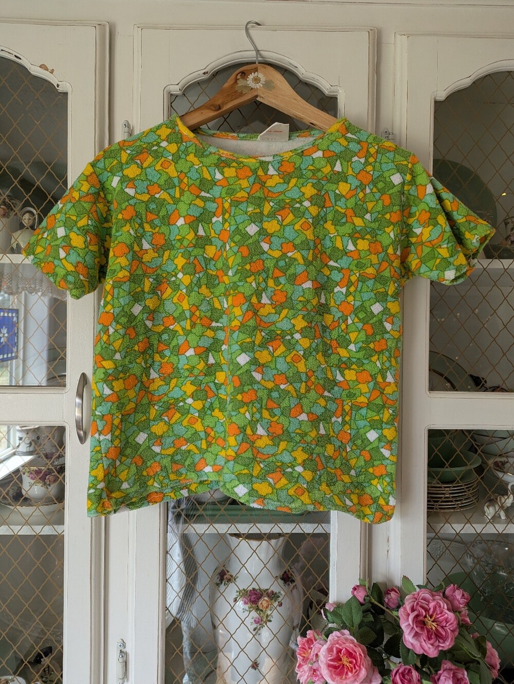 VTG 60s 3 Collection Bright Floral Terry Knit Tops Colorful Retro Print Women's - Picture 11 of 15